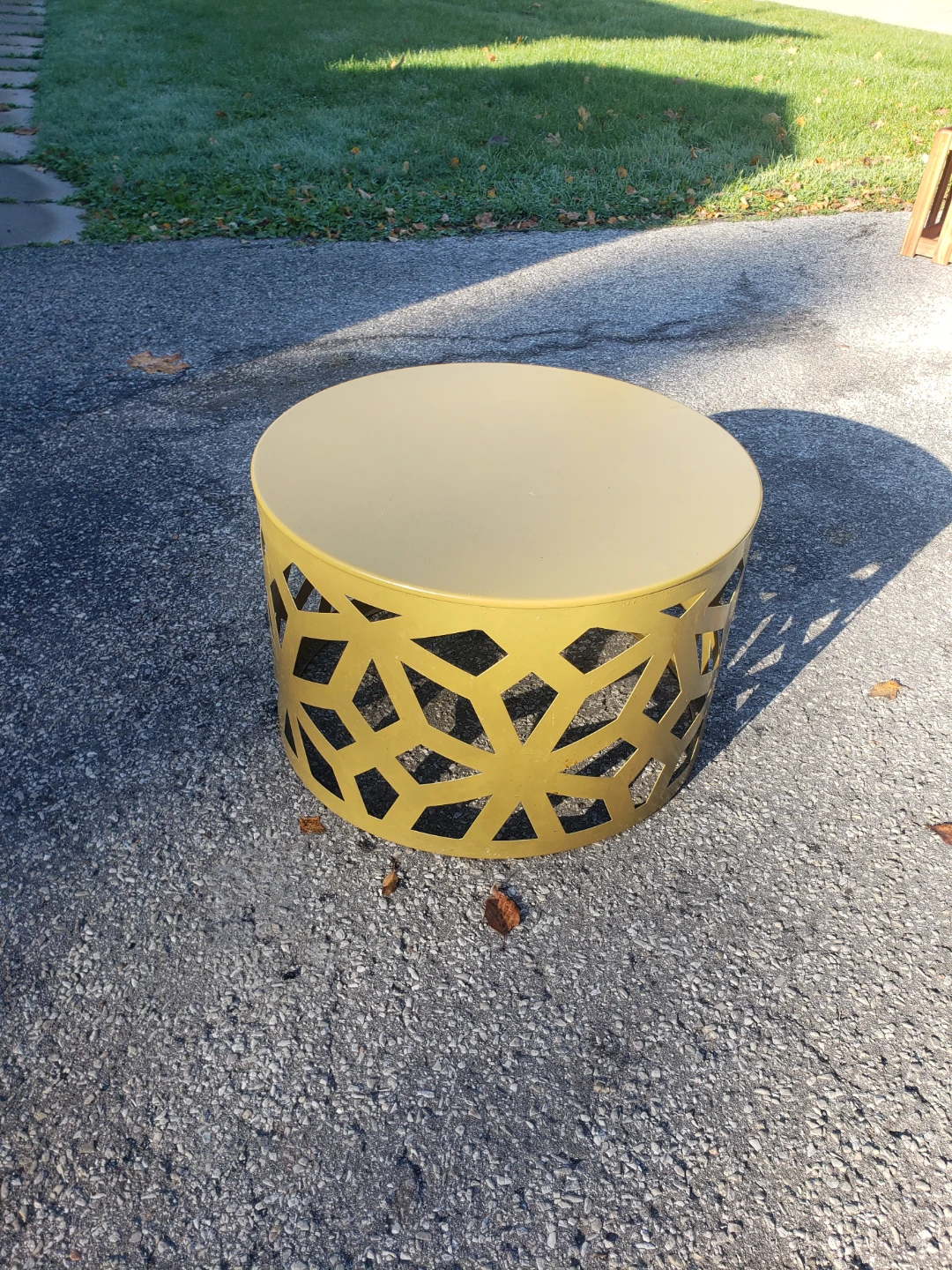 Gold Metal Round Side Table