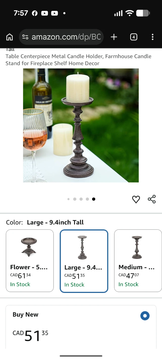 3 Pillar Candle Holders, Metal & Wood, optional candles - photo 3