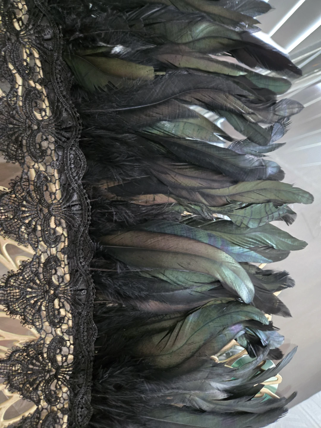 Black Feather and Lace Shoulder Cape - photo 2