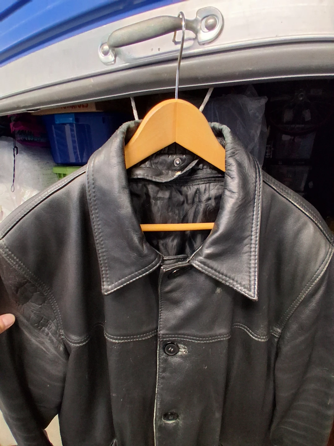 Vintage Black Leather Heavy Jacket XL - photo 3