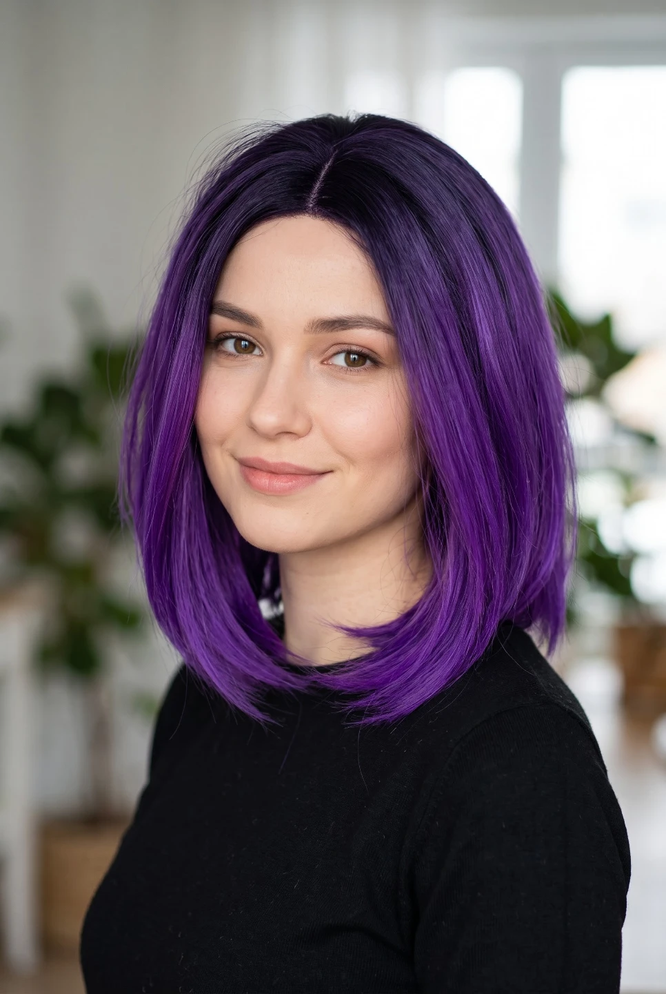 ​🔮 Vibrant Purple Ombre Bob Wig / Dark to Purple Synthetic Wig