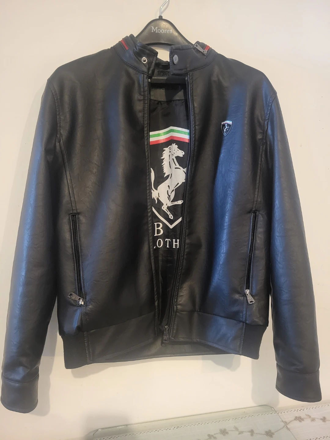 BV Clothing Black Faux Leather Jacket- Brand New! (SML)