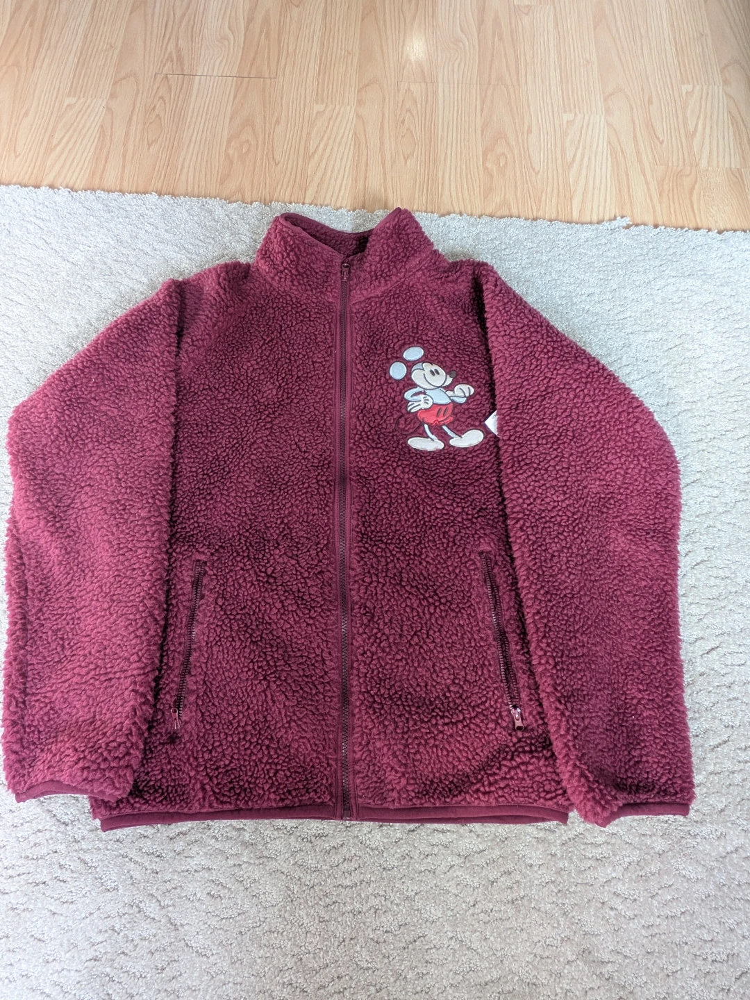 Mickey Mouse Burgundy Sherpa Fleece Jacket