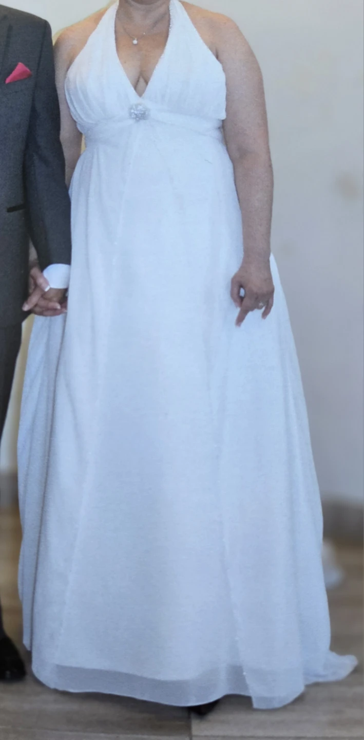 White Halter Neck Wedding Dress