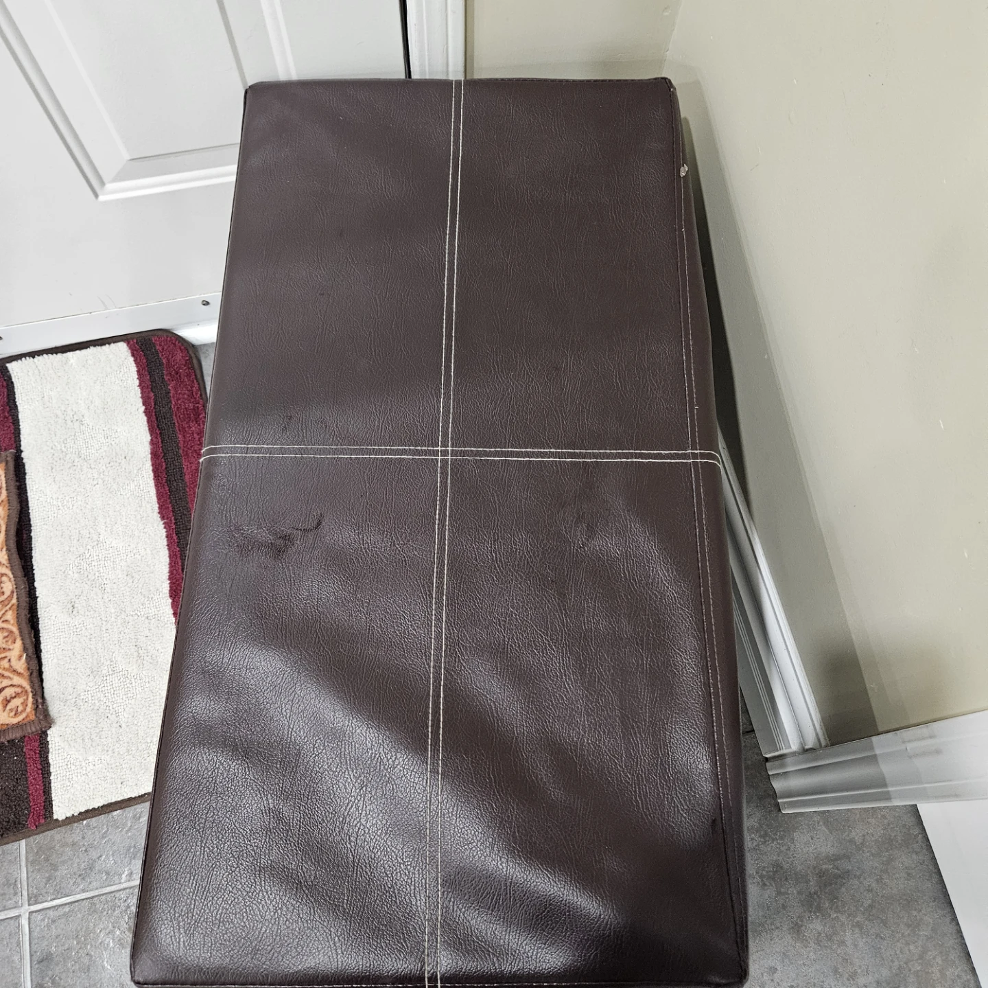 Dark Brown Faux Leather Storage Ottoman