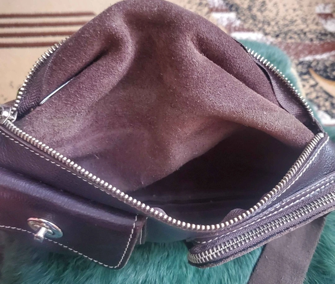 ROOTS Canada Villager Brown Pebbled Leather Crossbody Bag Purse - photo 4