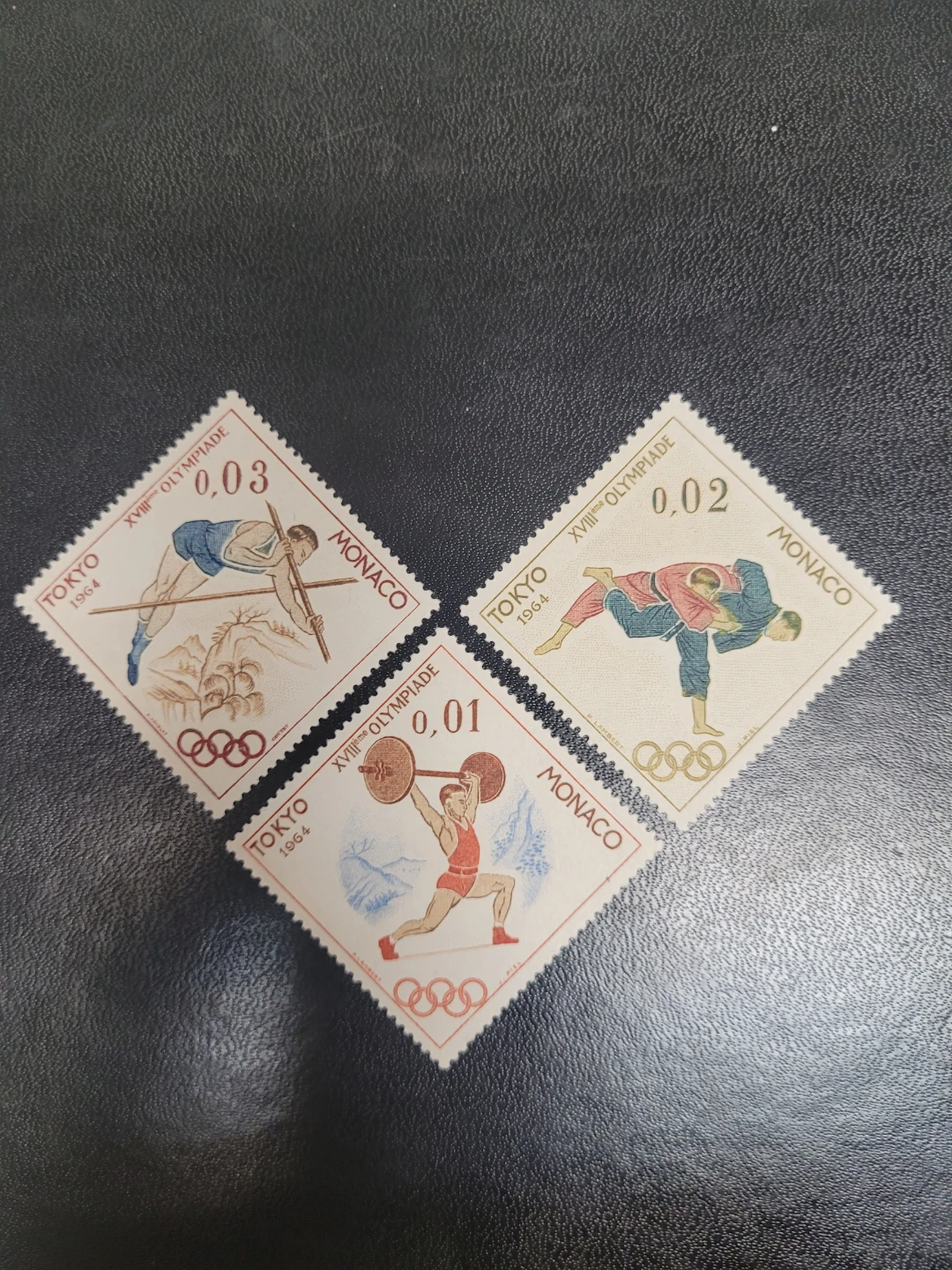 Set of 3 Monaco Tokyo 1964 Olympic Stamps