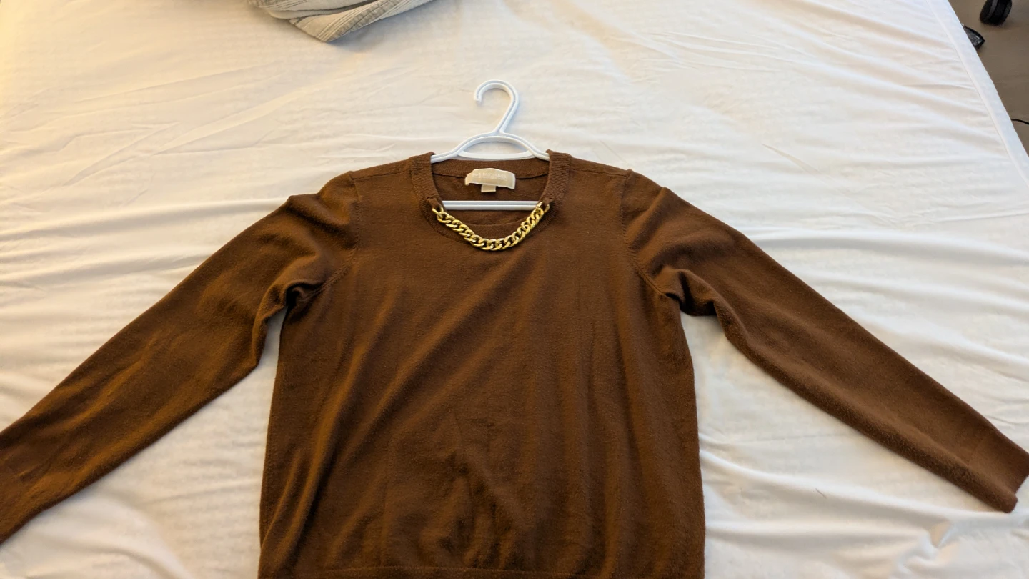 Michael Kors Brown Chain-Neck Sweater