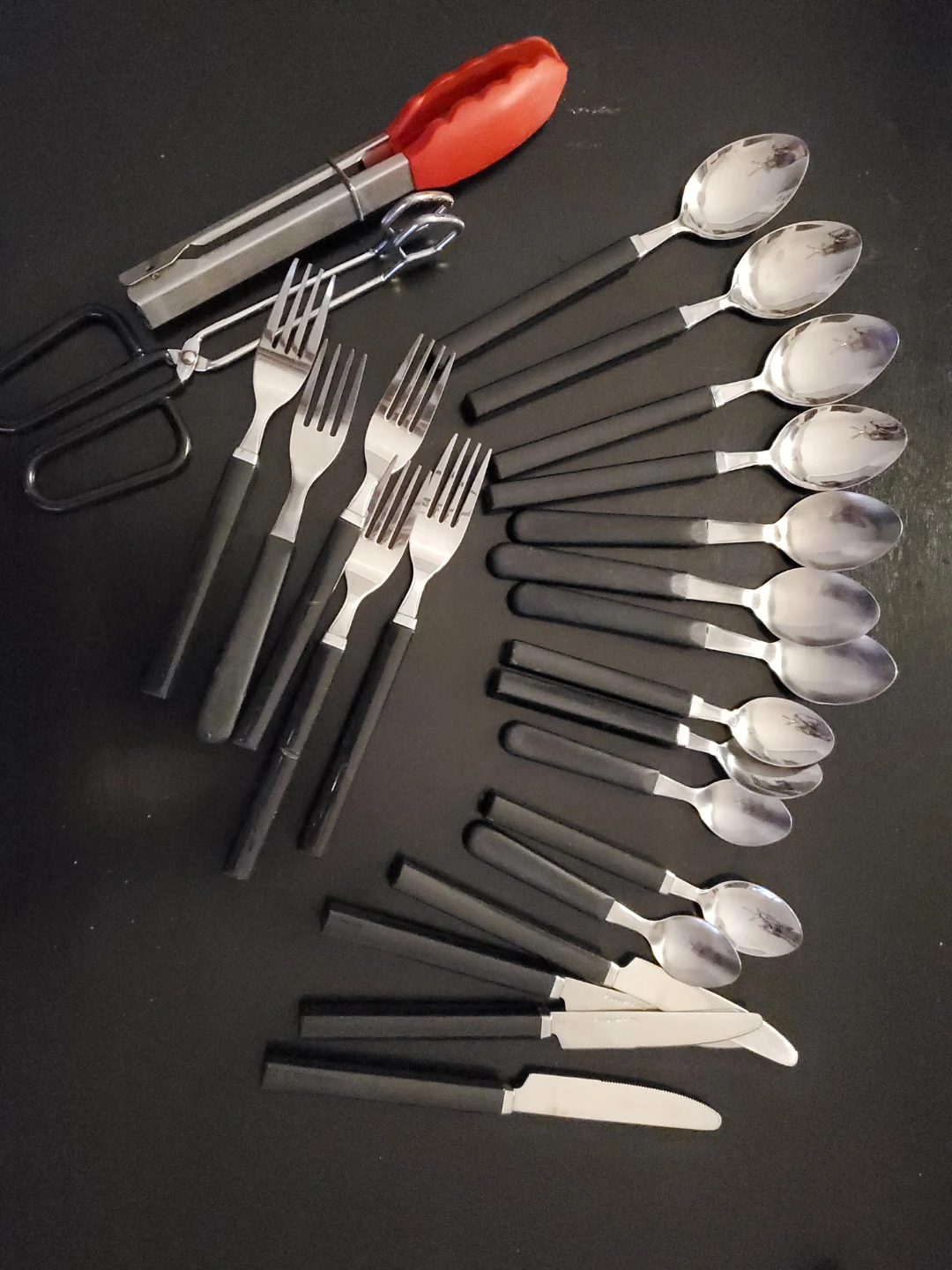 Black Handle Cutlery Set with Tongs - photo 2