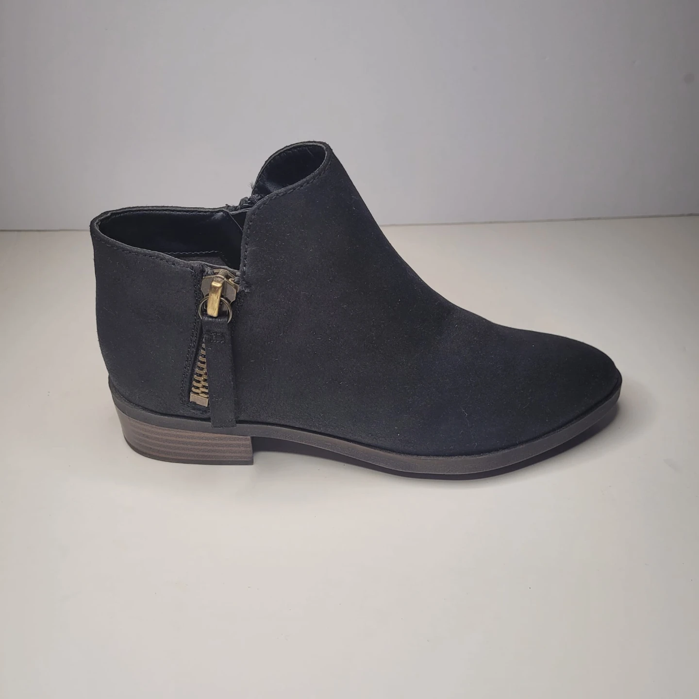 Black Faux Suede Ankle Boots Size 6.5 - photo 3