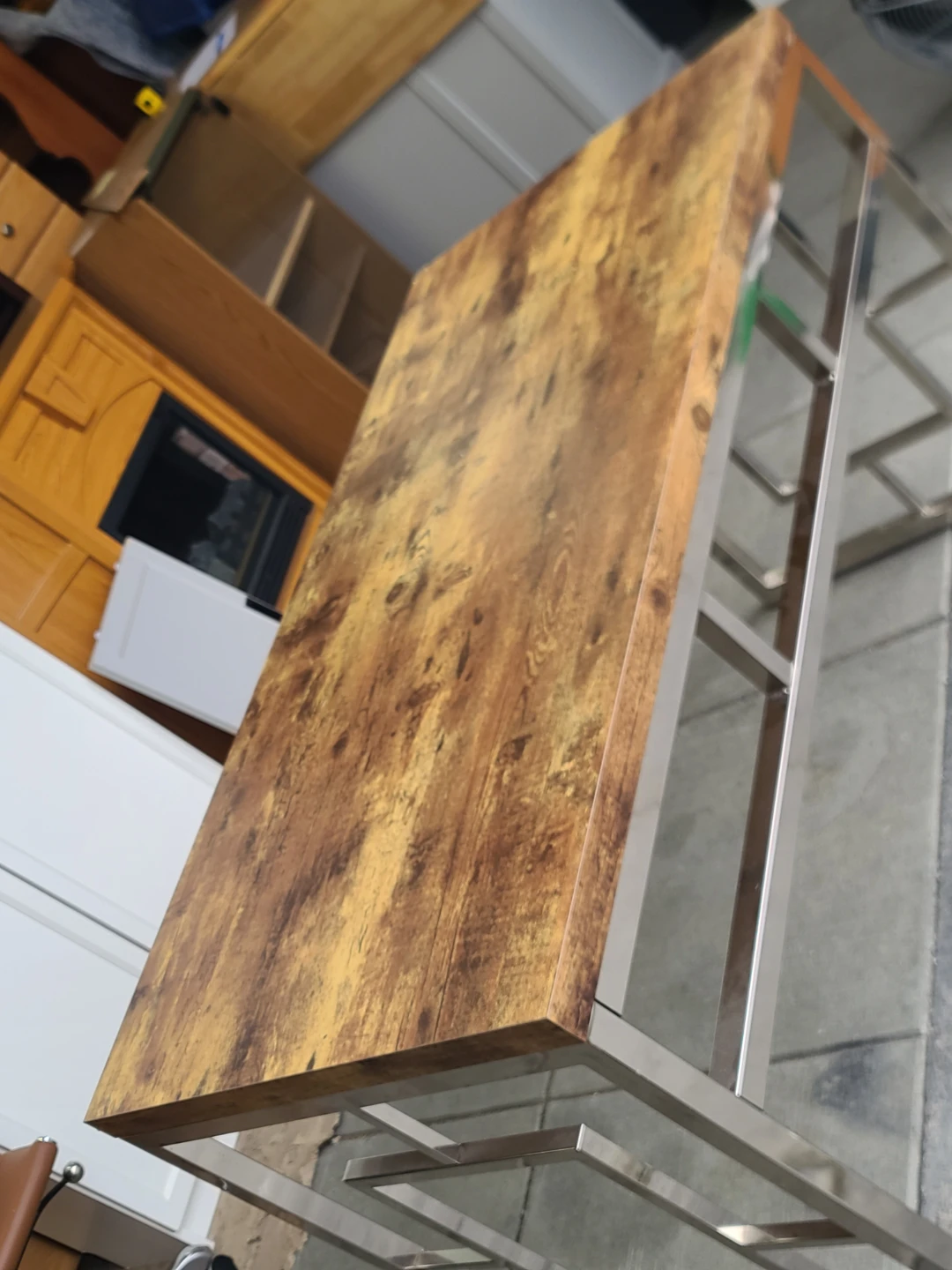 Rustic Wood and Chrome Geometric Desk - photo 2