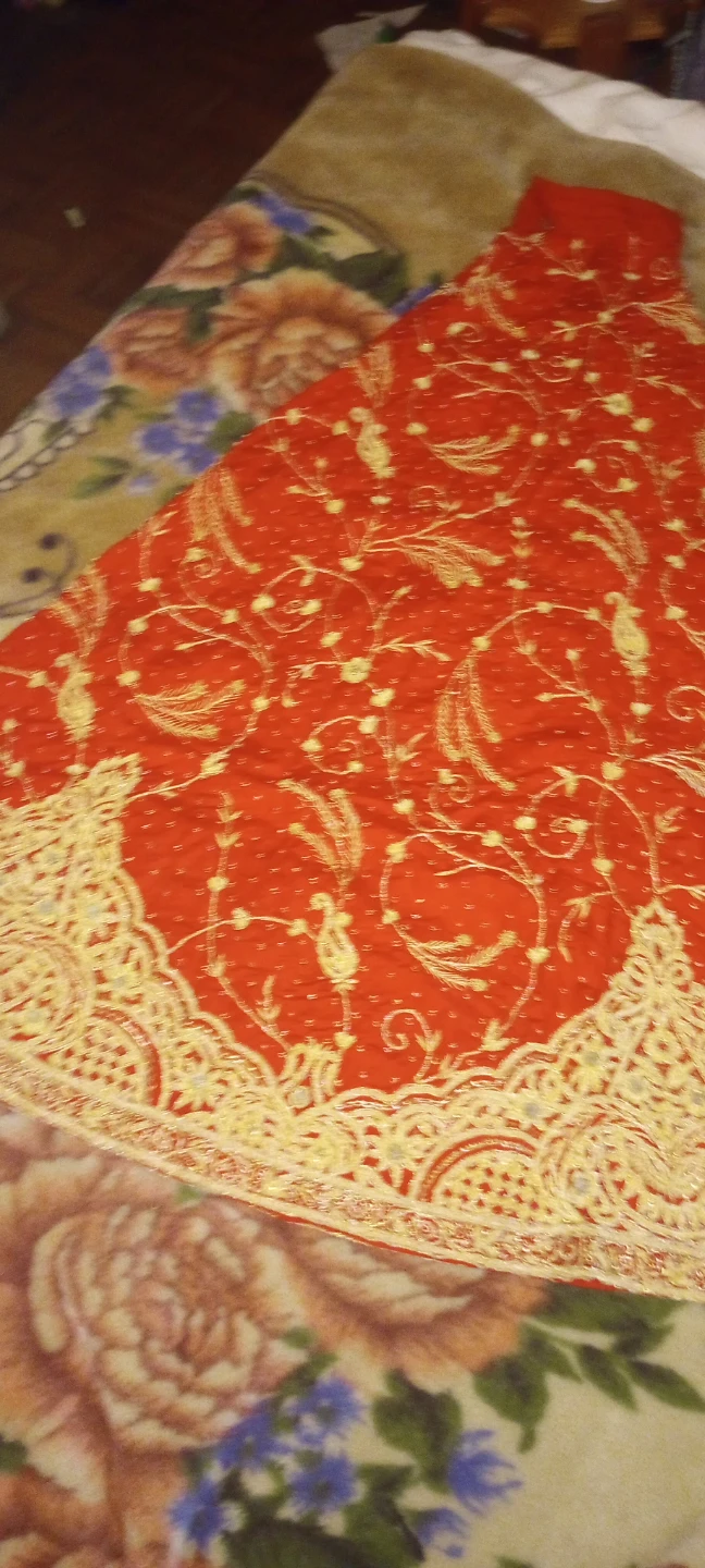Red and gold traditional ethnic bridal lengaha outfit