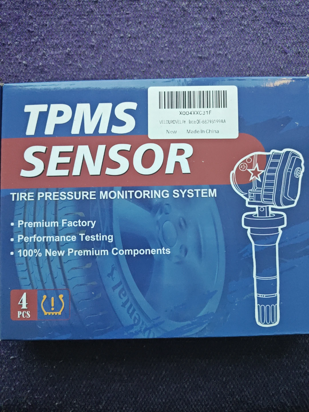 Veldurovel TPMS Tire Pressure Sensor Kit - 4 Pack