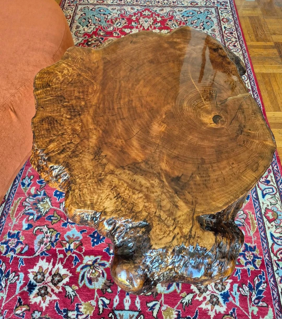 Large Vintage Live Edge  Burlwood Slab Coffee Table - photo 3