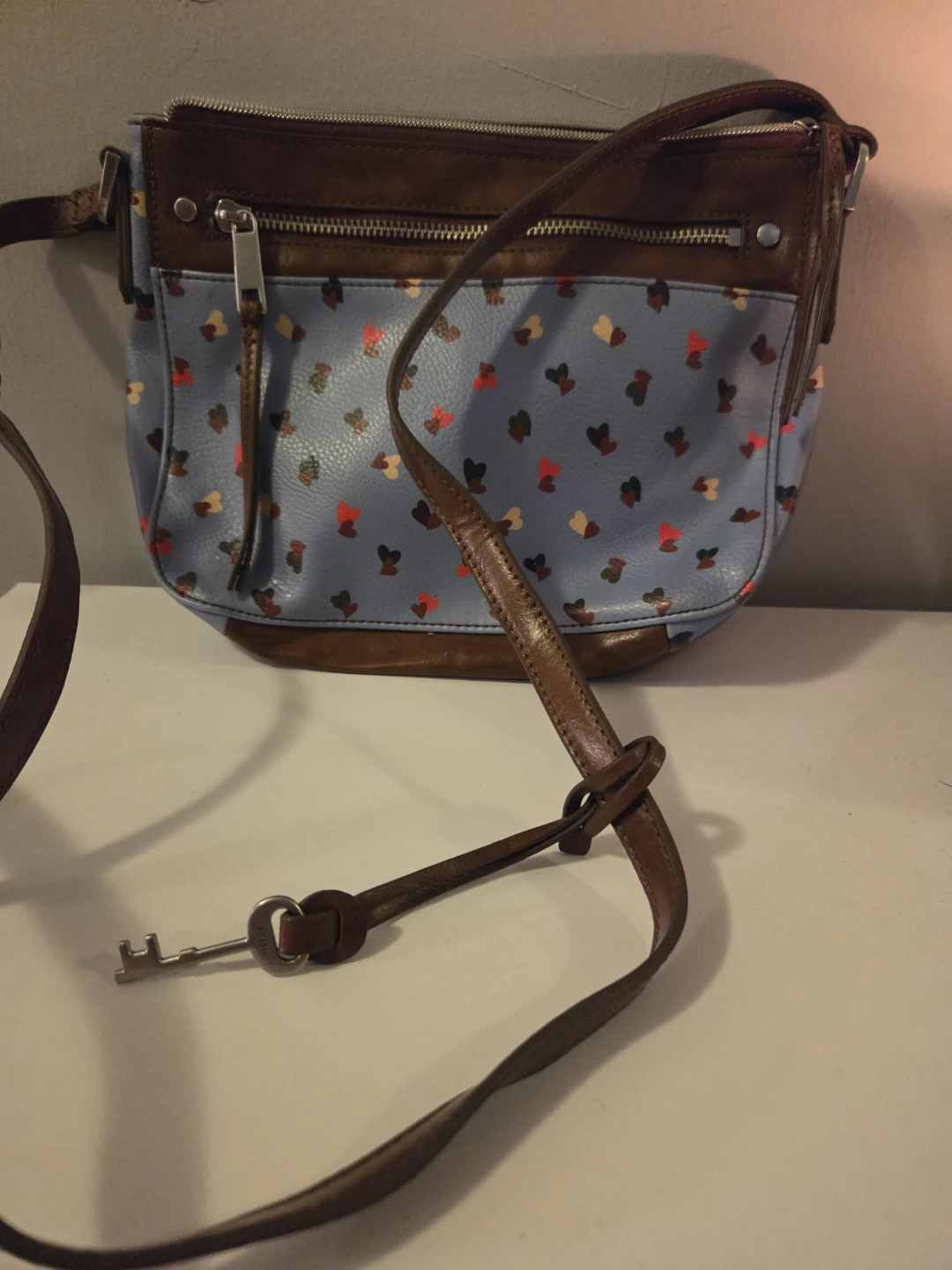 Fossil Crossbody Bag with Heart Print - photo 3