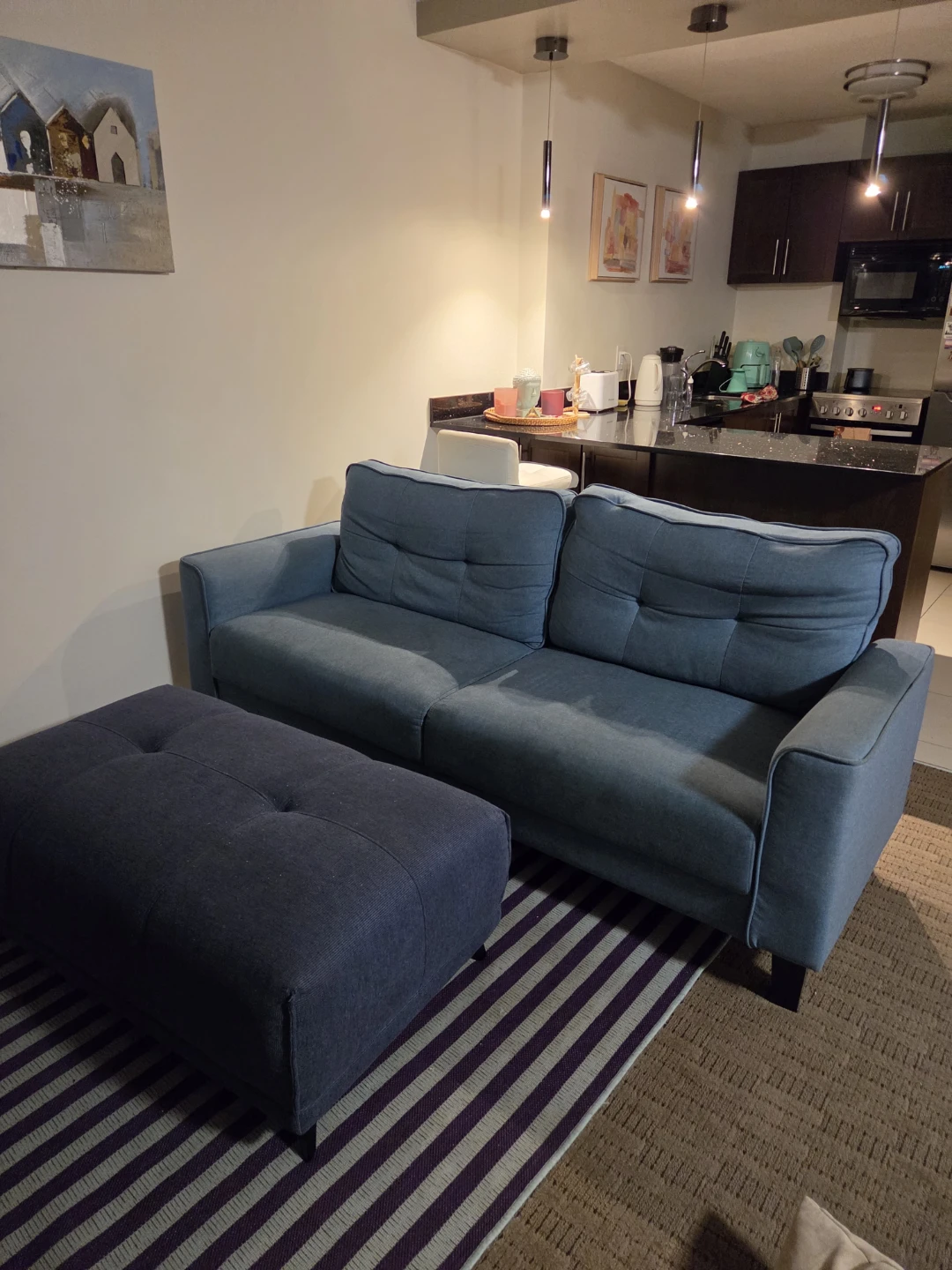 Blue Sofa with Matching Ottoman - photo 2