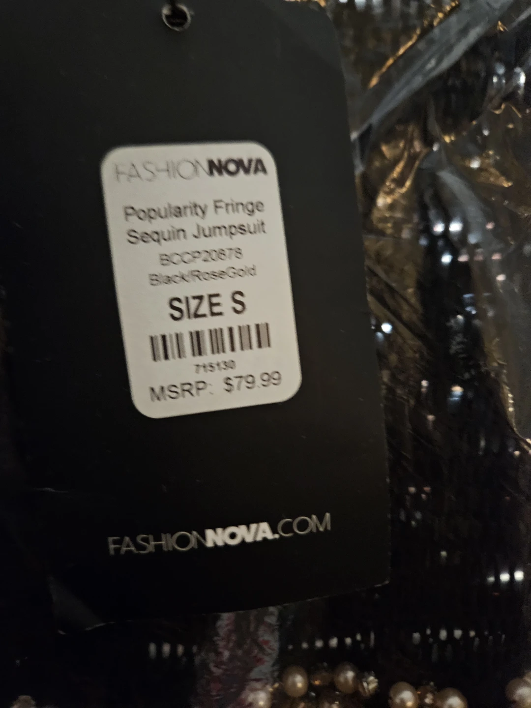 Fashion Nova Popularity Fringe Sequin Jumpsuit Black/Rose Gold - photo 3