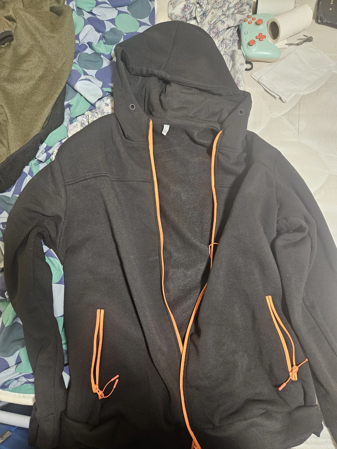 Orange and black polyester jacket