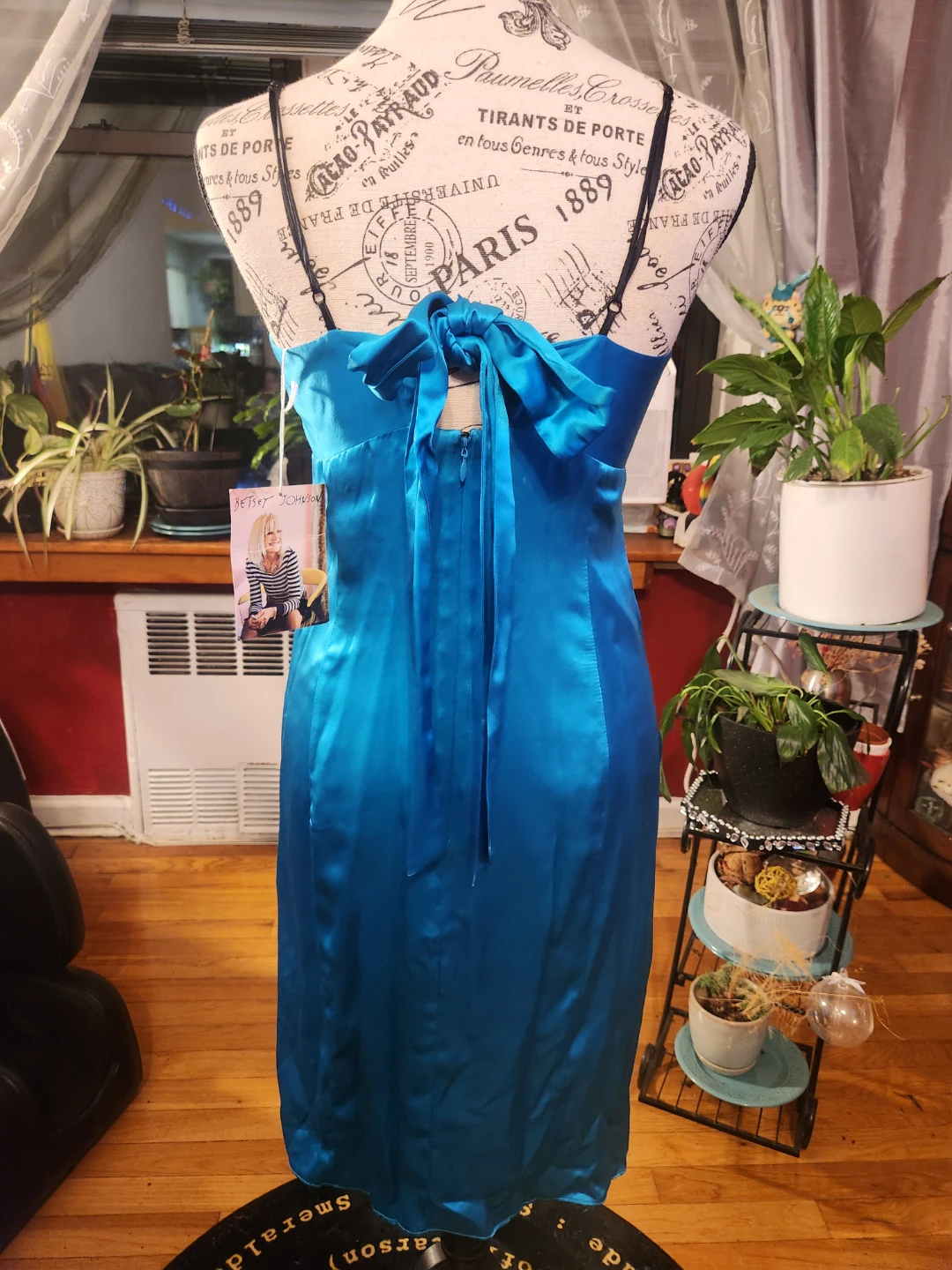 Betsey Johnson Vintage NWT Turquoise 100% Silk Slip Dress - photo 4