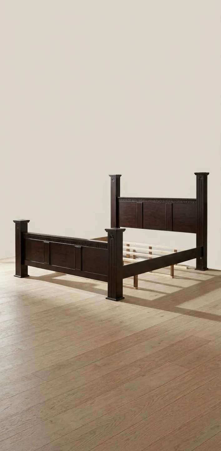 Dark Wood king Size Poster Bed