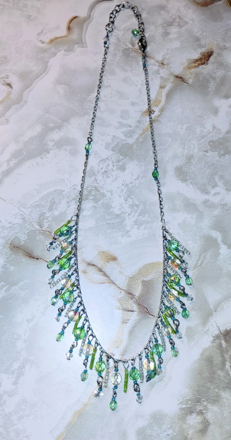 ELEGANT GREEN & BLUE RHINESTONE NECKLACE - photo 2