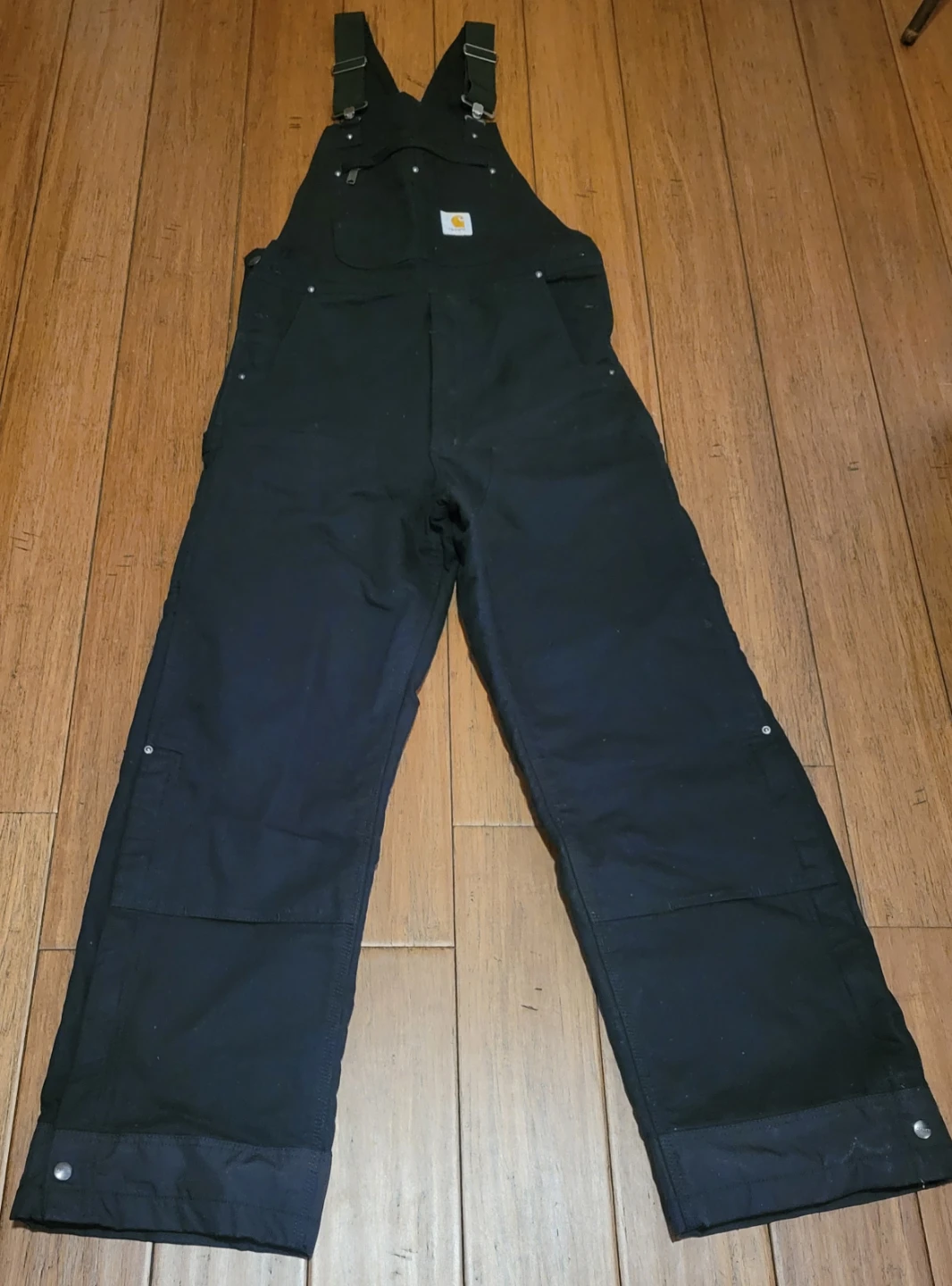 Carhartt Black Men Loose Fit Duck Insulated Bib Overall Sz Small