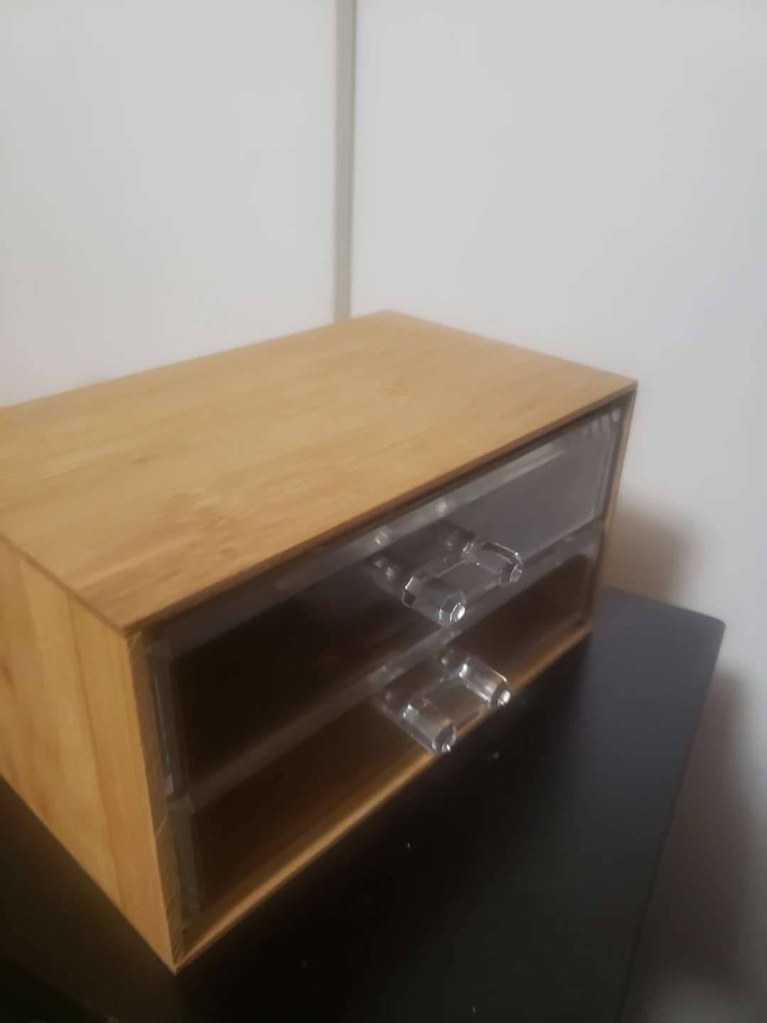 Bamboo Desktop Organizer with 2 Acrylic Drawers