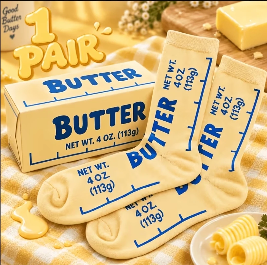 Butter-themed socks