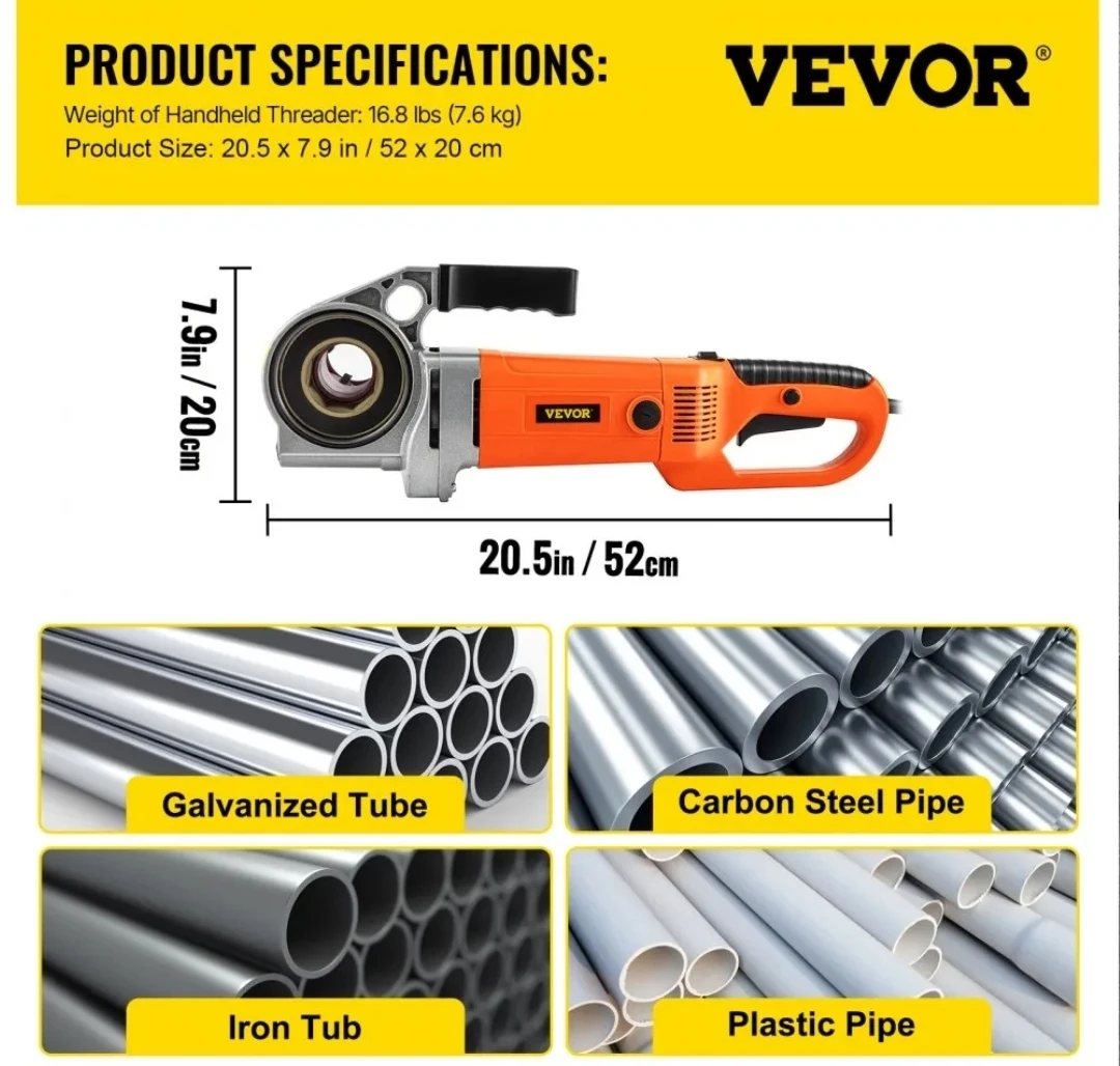 VEVOR Electric Pipe Threader 2300W - photo 3