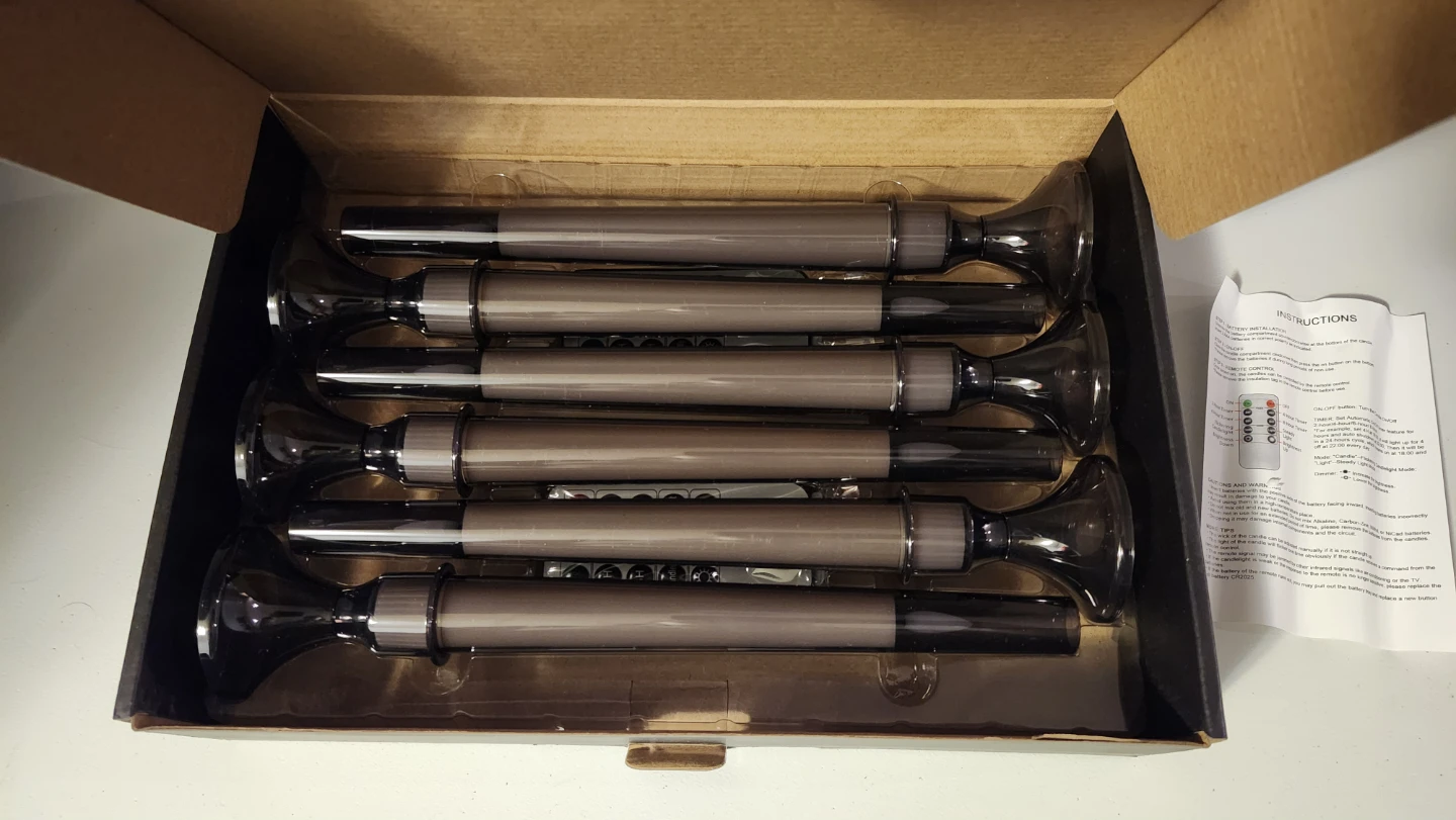 Set of 6 LED Flameless Taper Candles with Remotes - photo 5