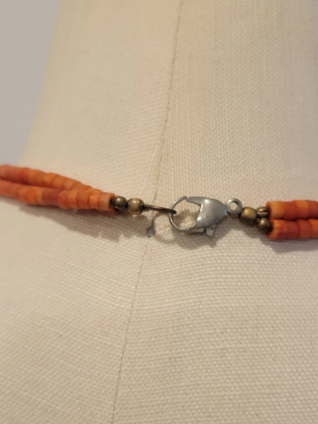 Two-Tiered Orange Wood Bead Necklace - photo 3
