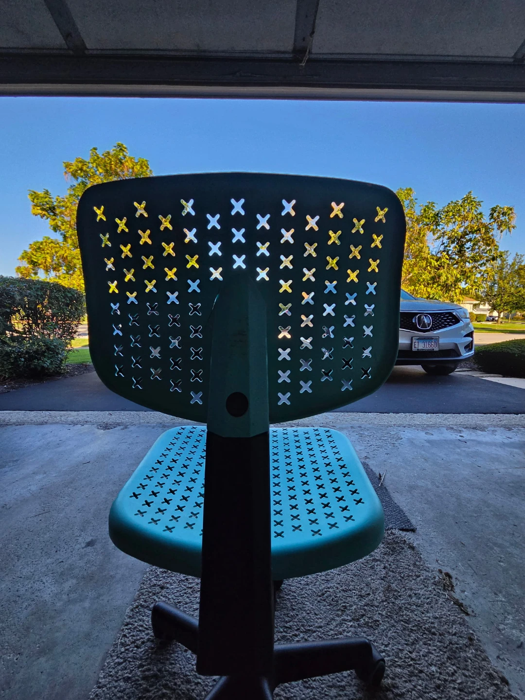 Teal Rolling Adjustable Desk / Task Chair - photo 3