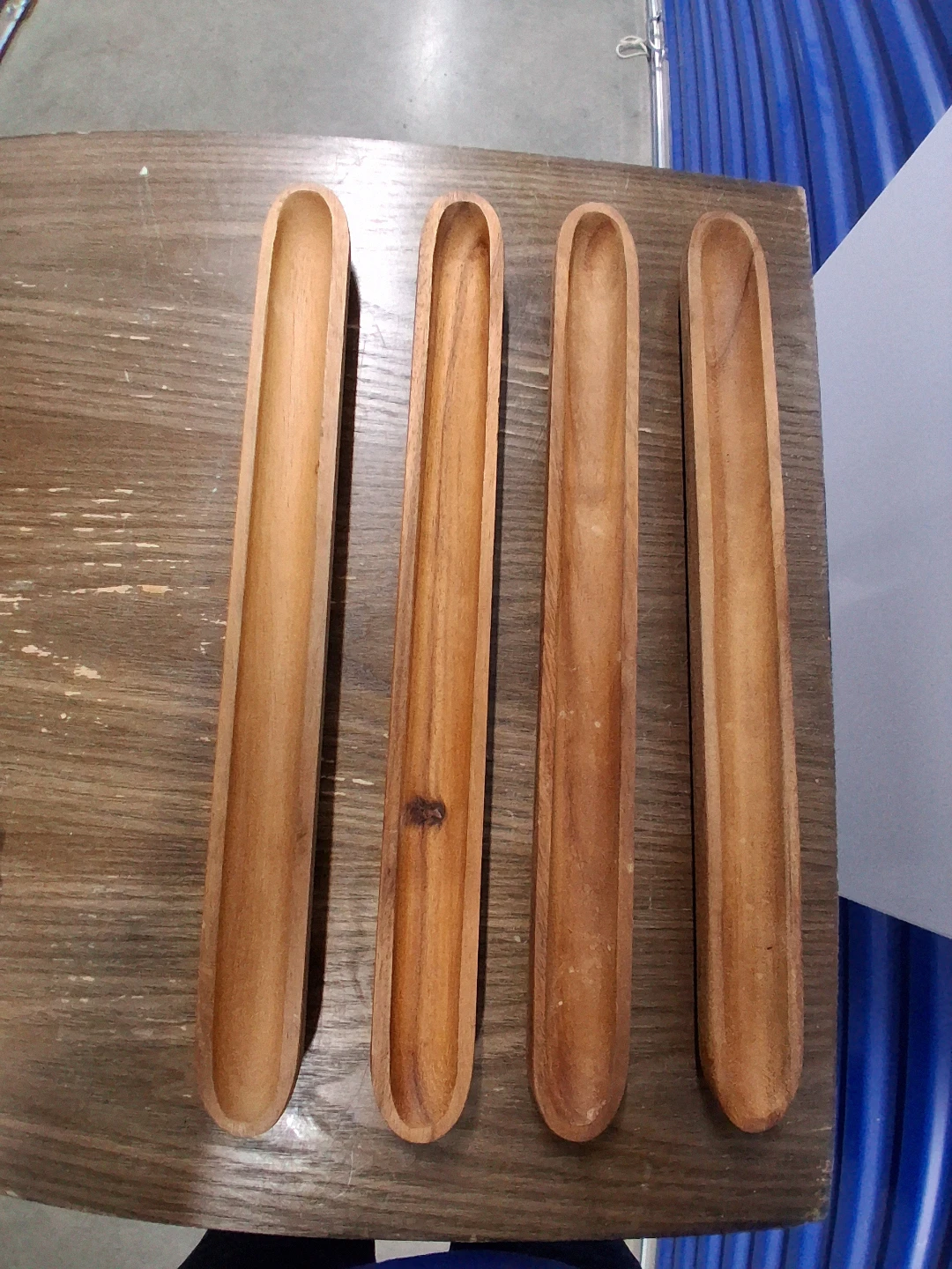 Set of 4 Wooden Long Trays