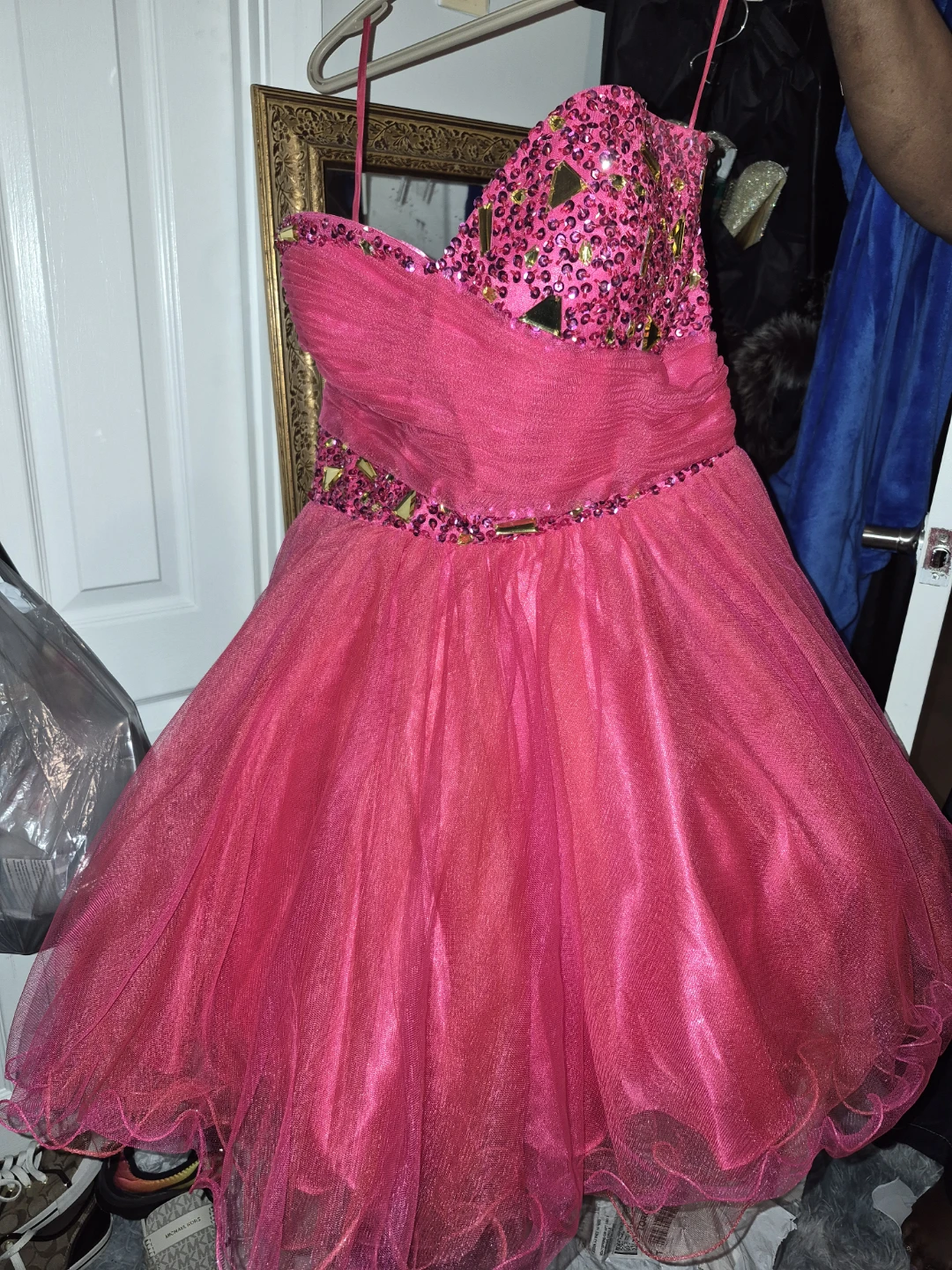 Bright Pink Sequin Corset Dress