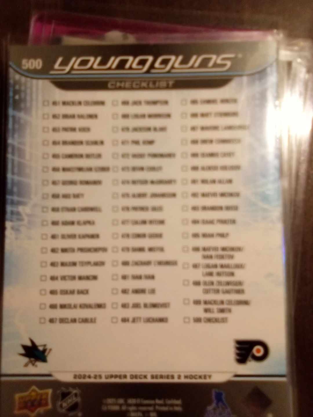 2024-25 Upper Deck Series 2 Young Guns Checklist Card - photo 2
