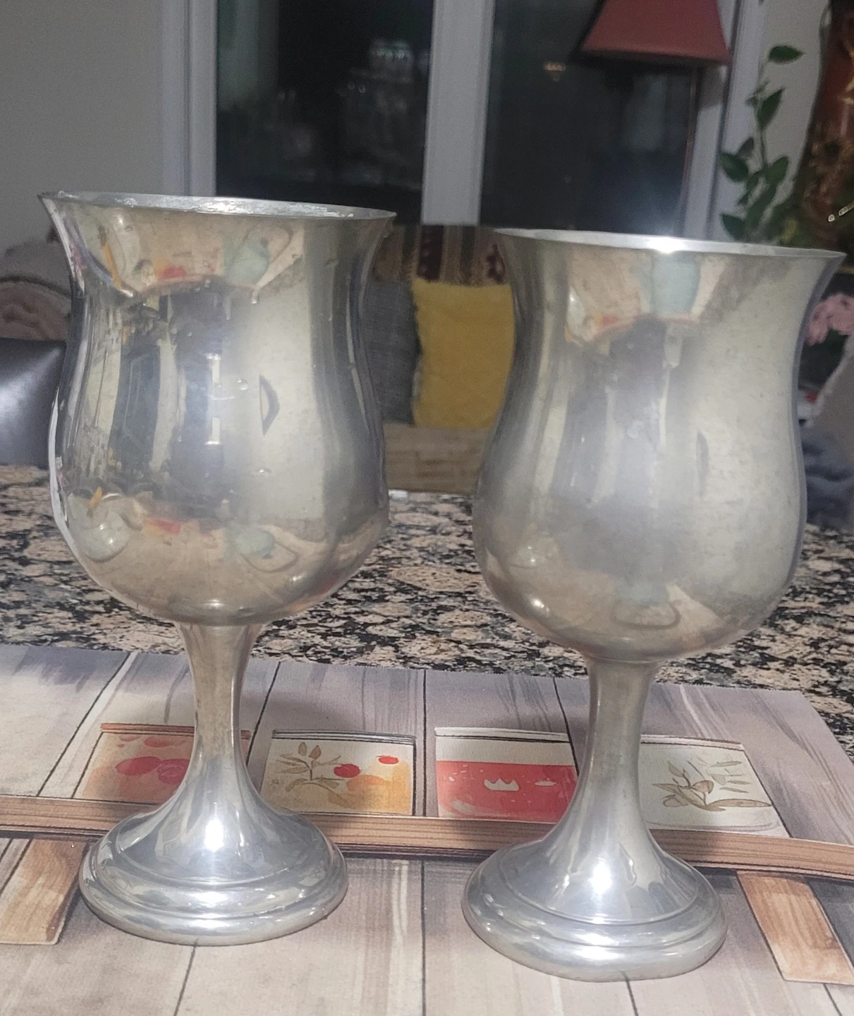 Set of Two Vintage Pewter Goblets - photo 2