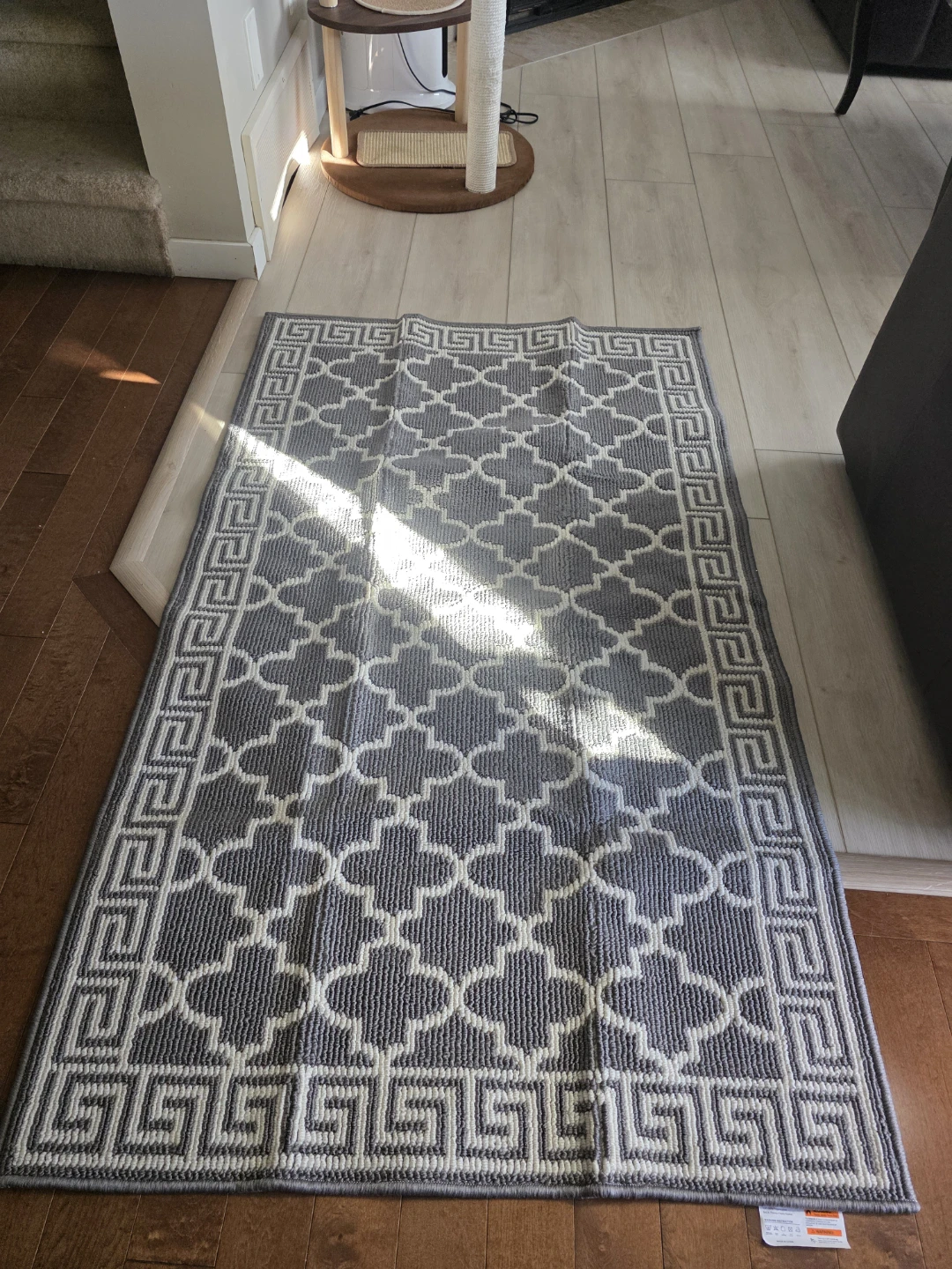 Grey and White Patterned Area Rug