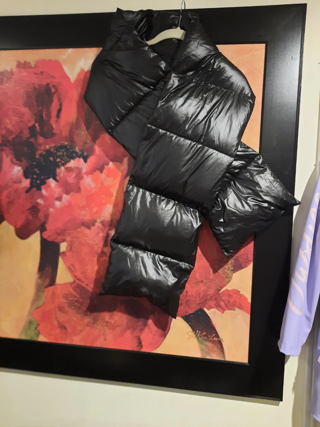 NWT Black bubble jacket material PUFFER SCARF - photo 2