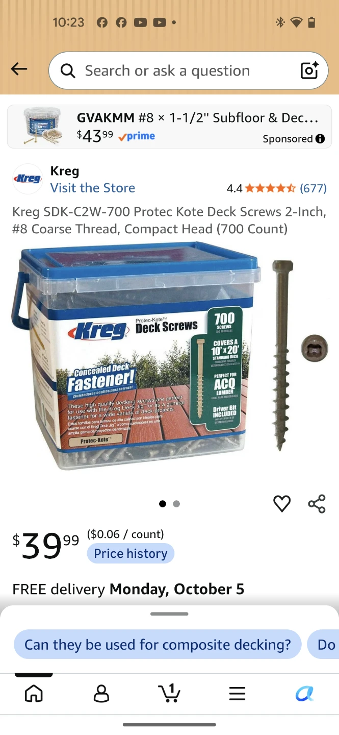Kreg Protec-Kote Deck Screws 2-Inch, 700 Count - photo 4