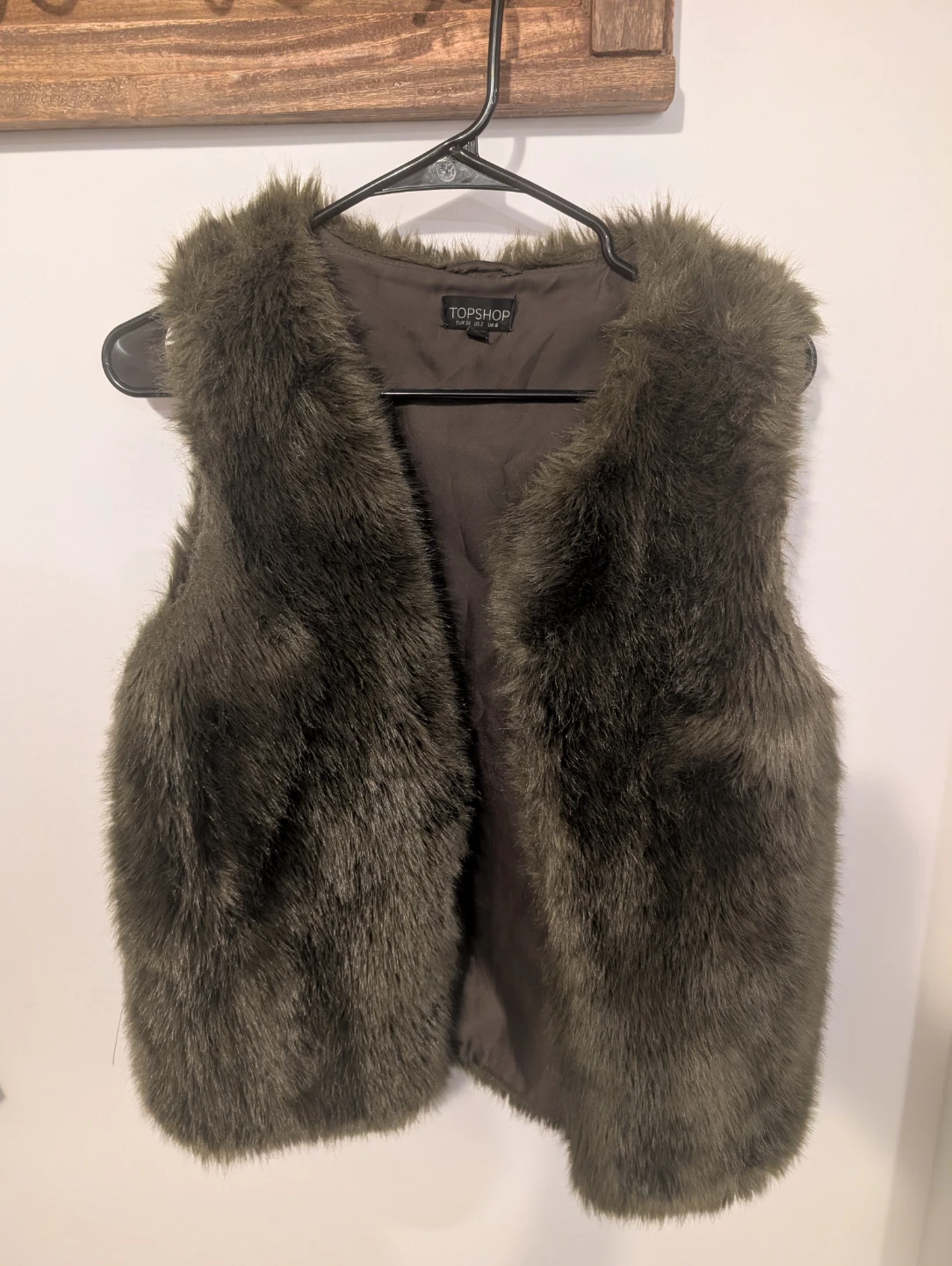 Topshop Faux Fur Vest - Dark Brown