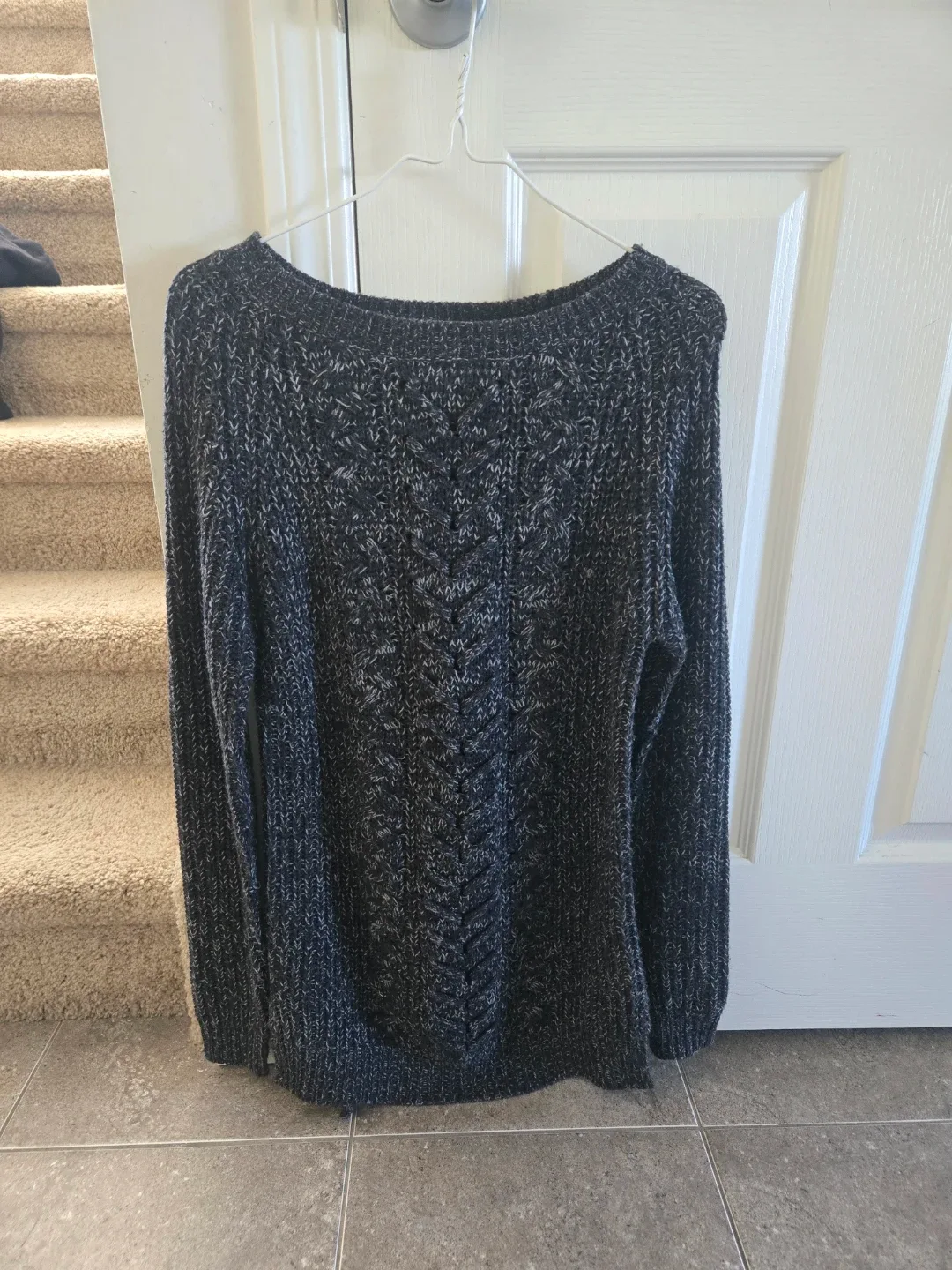 Grey and Black Cable Knit Sweater(Small)