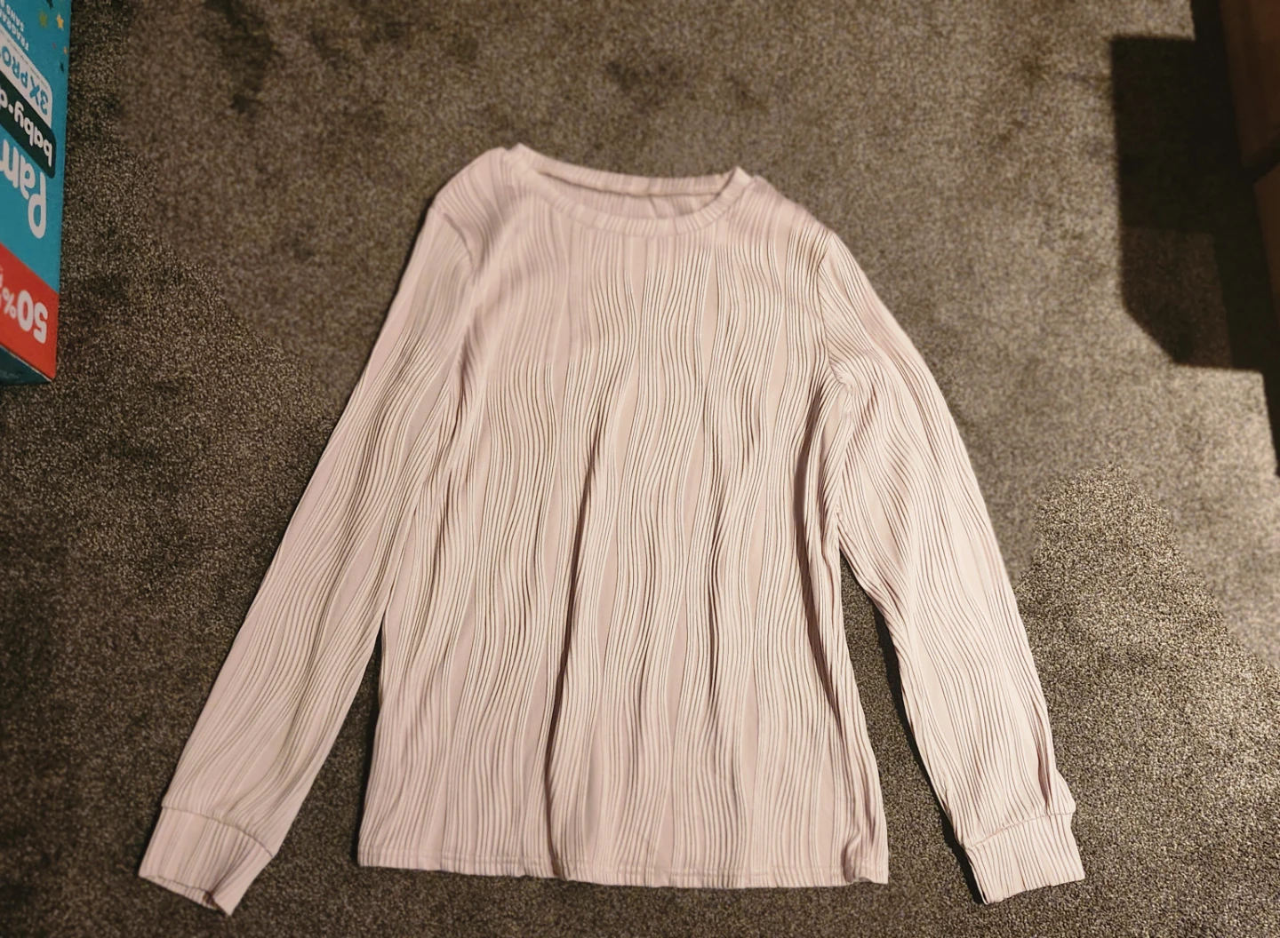 Beige Long Sleeve Pleated Top