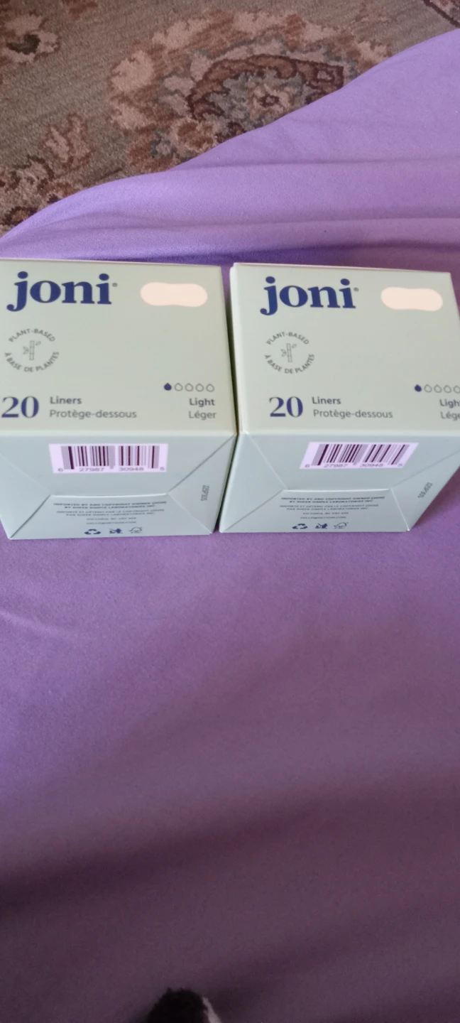 2 boxes of Joni plant-based liners