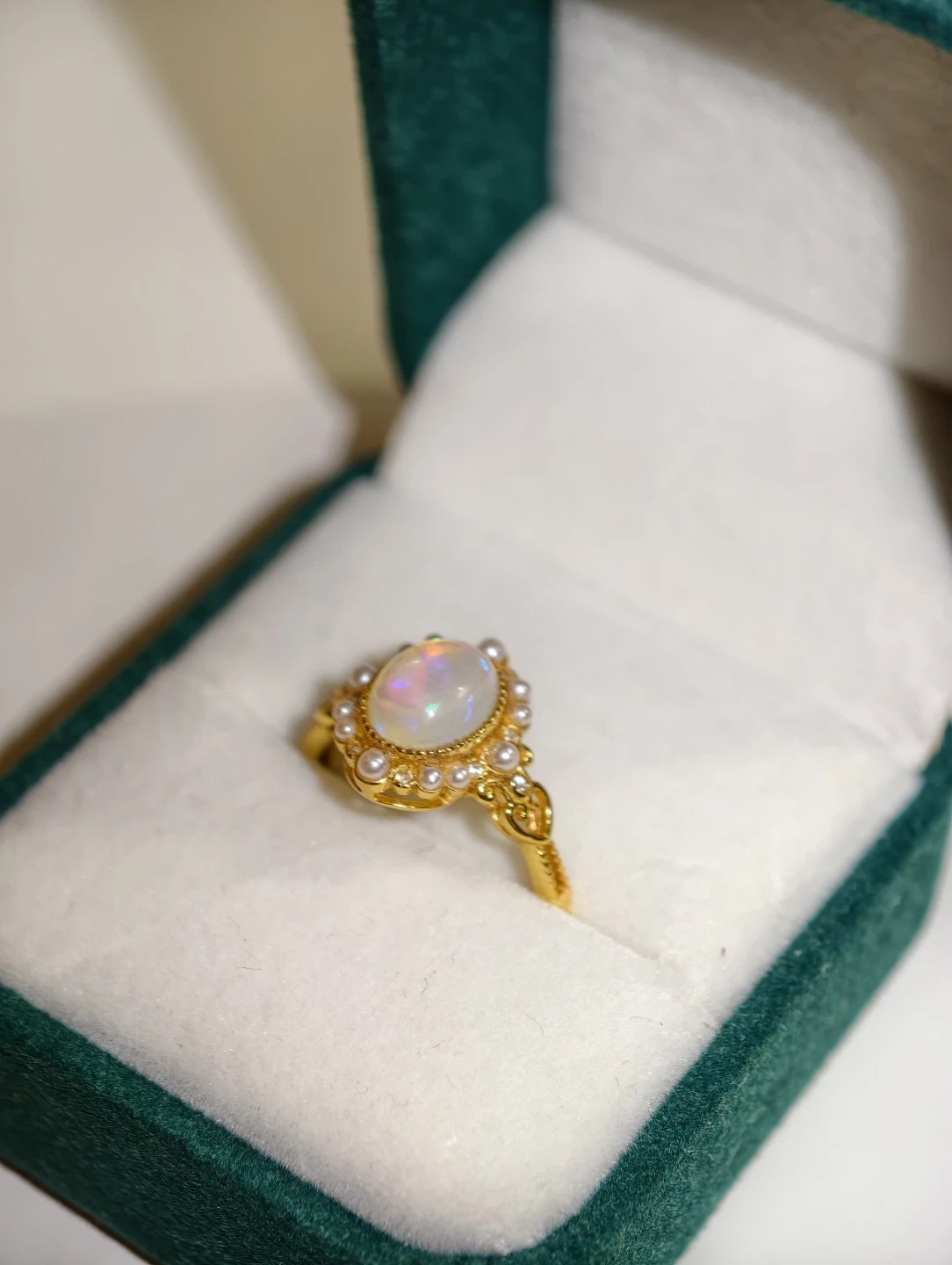 100% natural opal+sterling silver ring. Comes with box - photo 4