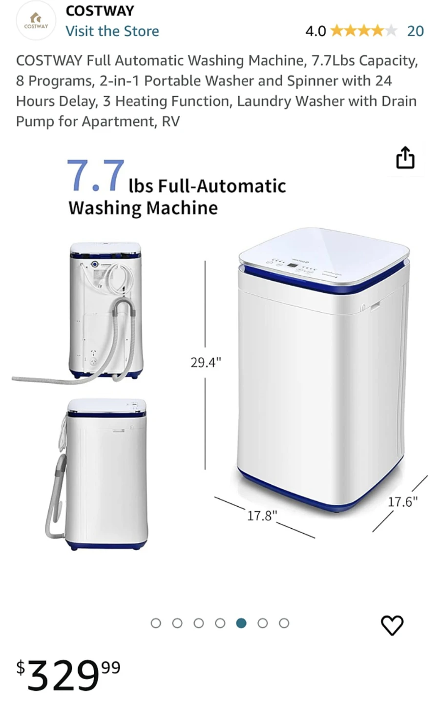 Costway Compact Fully Automatic Washing Machine