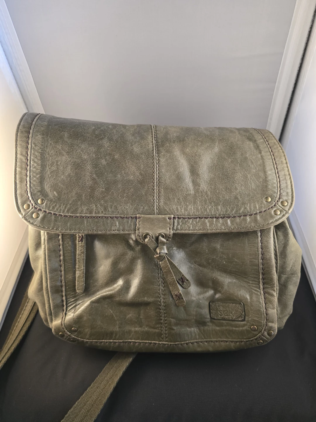 The Sak Olive Green Leather Crossbody Bag