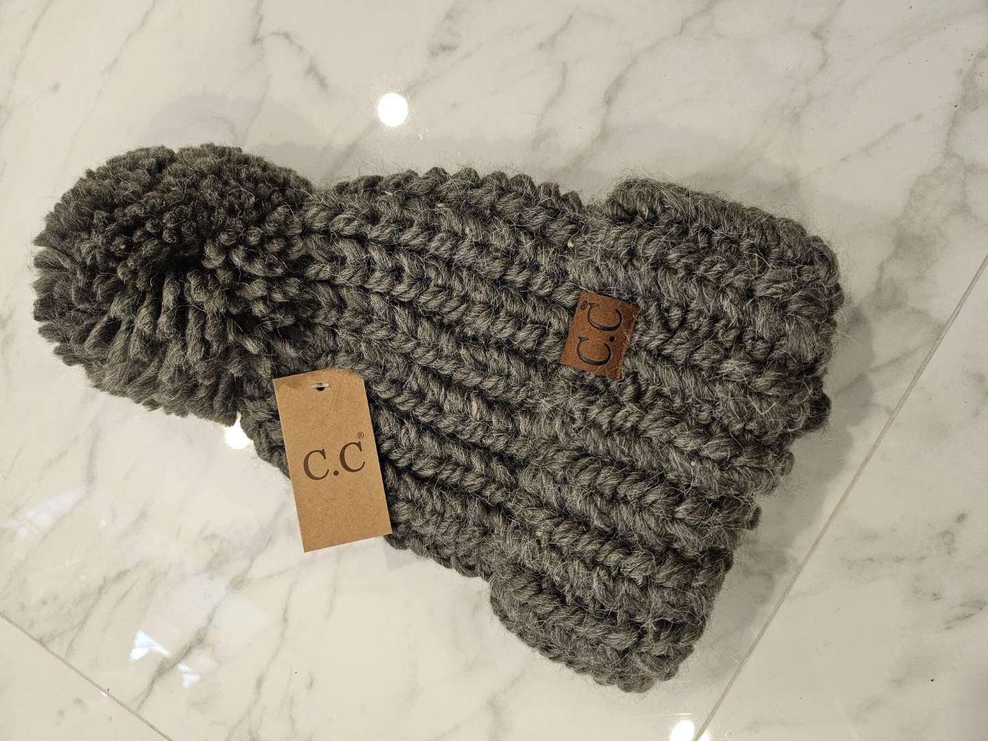 C.C Knit Pom Pom Beanie Grey