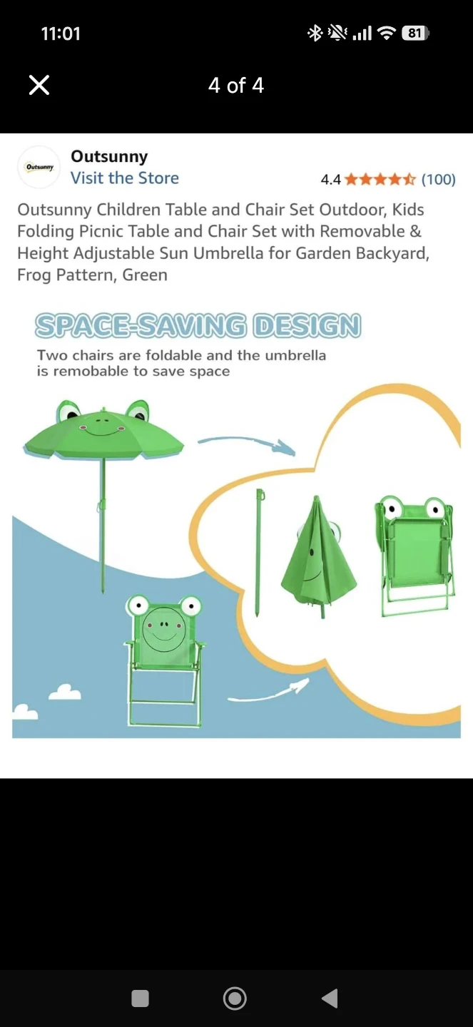 New Outsunny Kids Frog Picnic Table and Chair Set - photo 4
