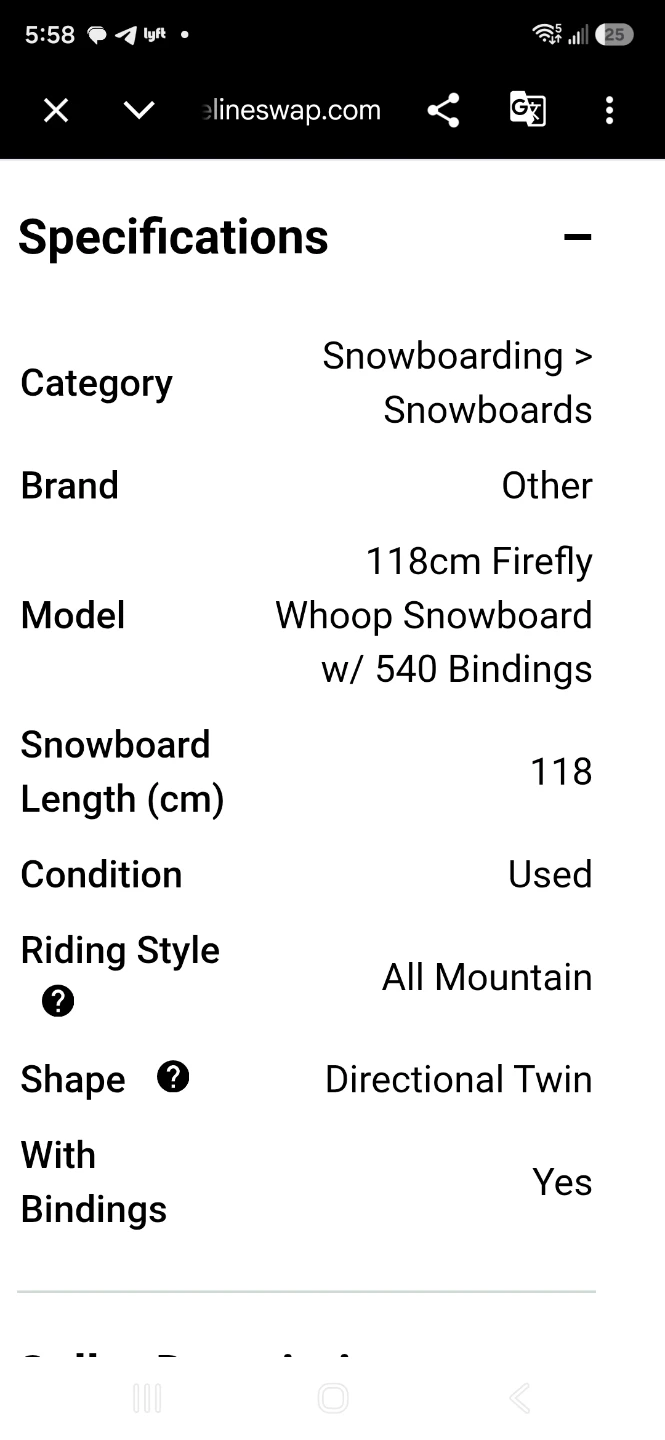 Like new Firefly Whoop Snowboard 118cm with 540 Bindings w/bag - photo 4