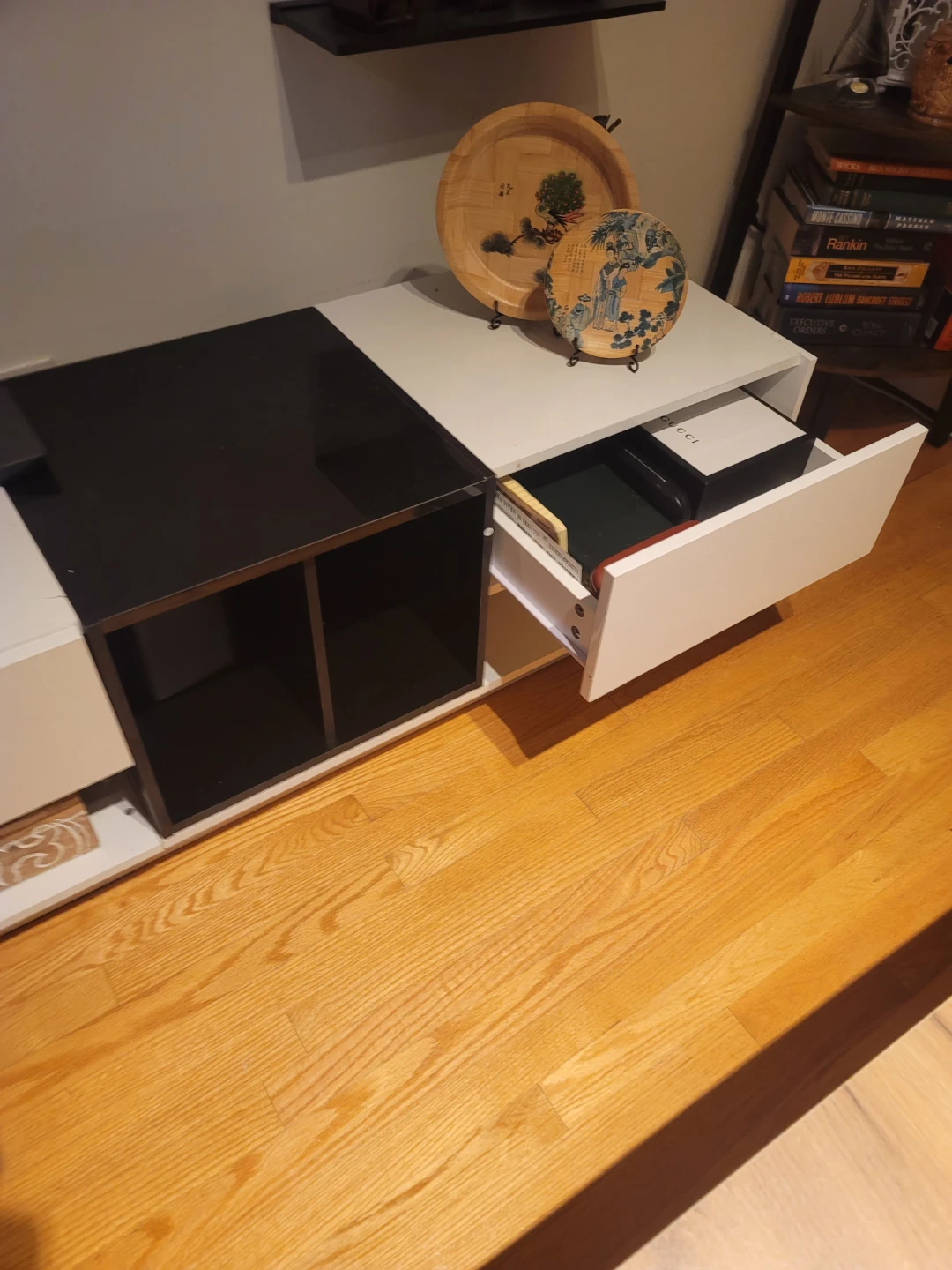 Modern White and Black TV Stand Media Console - photo 4